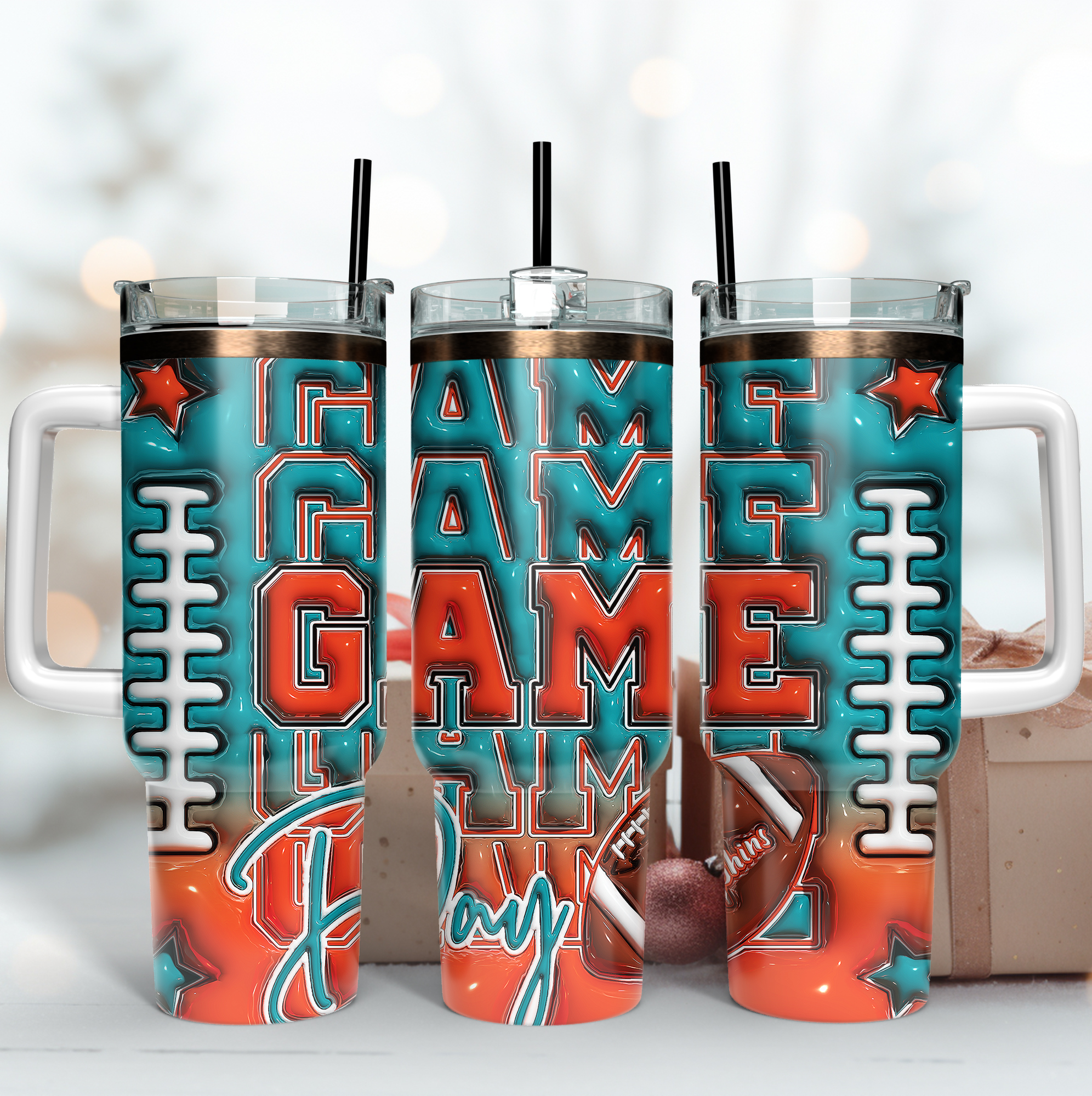 Game Day Football Tumbler Mug with Straw - Insulated & Stylish Drinkware