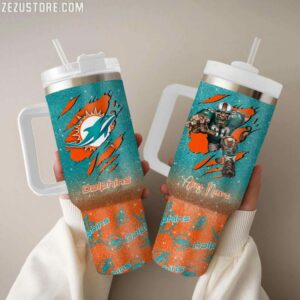 Custom Miami Dolphins Tumbler - Personalized Football Fan Gift
