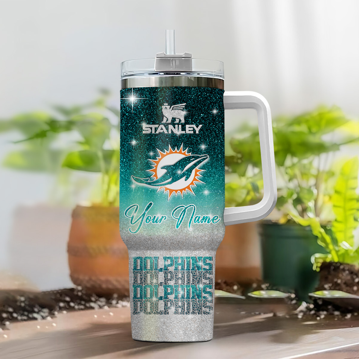 Customizable Dolphins Tumbler with Handle - Personalized Gift for Fans - Image 2