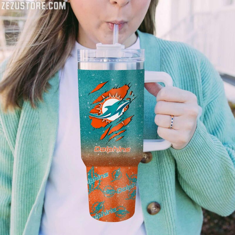 Custom Miami Dolphins Tumbler - Personalized Football Fan Gift - Image 2