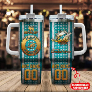 Custom Miami Dolphins Tumbler - Personalized Name & Number