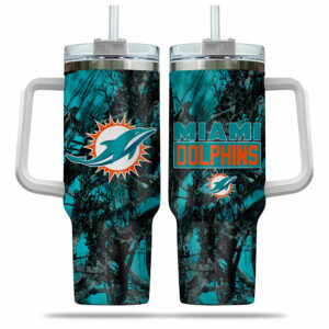 Miami Dolphins Double-Wall Insulated Travel Mug with Handle - 40oz
