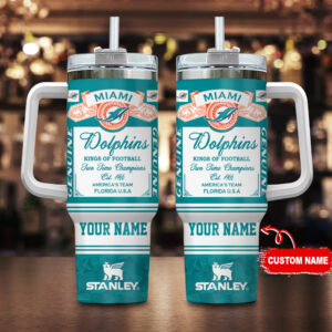 Custom Miami Dolphins Stanley Tumbler - Personalized Football Fan Gift
