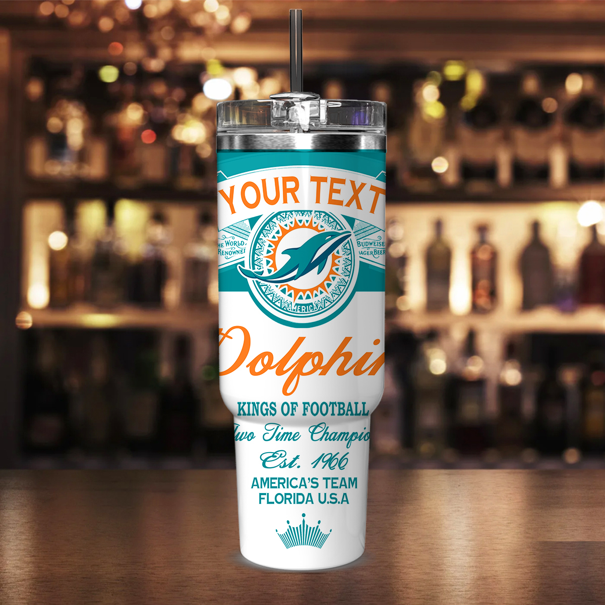 Customizable Dolphins Tumbler - Personalized Football Fan Gift Mug - Image 2