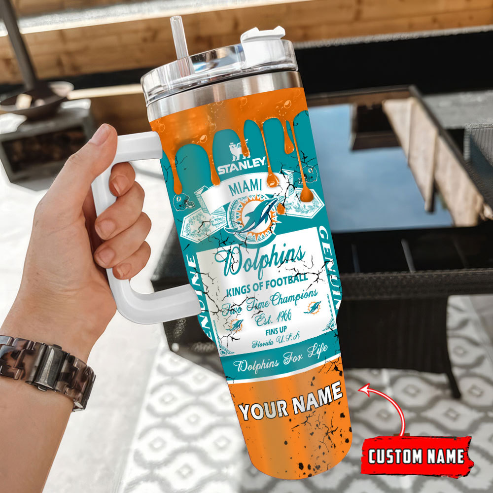 Customizable Dolphins Football Tumbler - Personalized Name Gift - Image 3