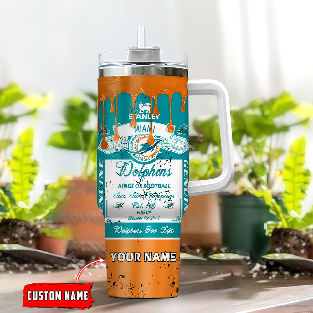 Customizable Dolphins Football Tumbler - Personalized Name Gift - Image 2