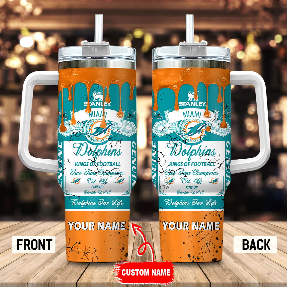 Customizable Dolphins Football Tumbler - Personalized Name Gift