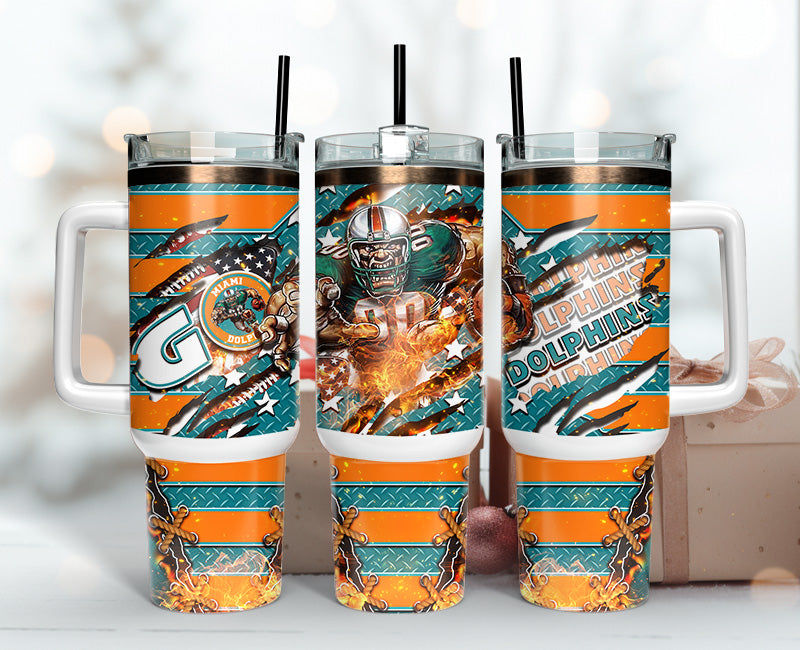 Miami Dolphins Fan Tumbler - Insulated, Durable, Vibrant Design