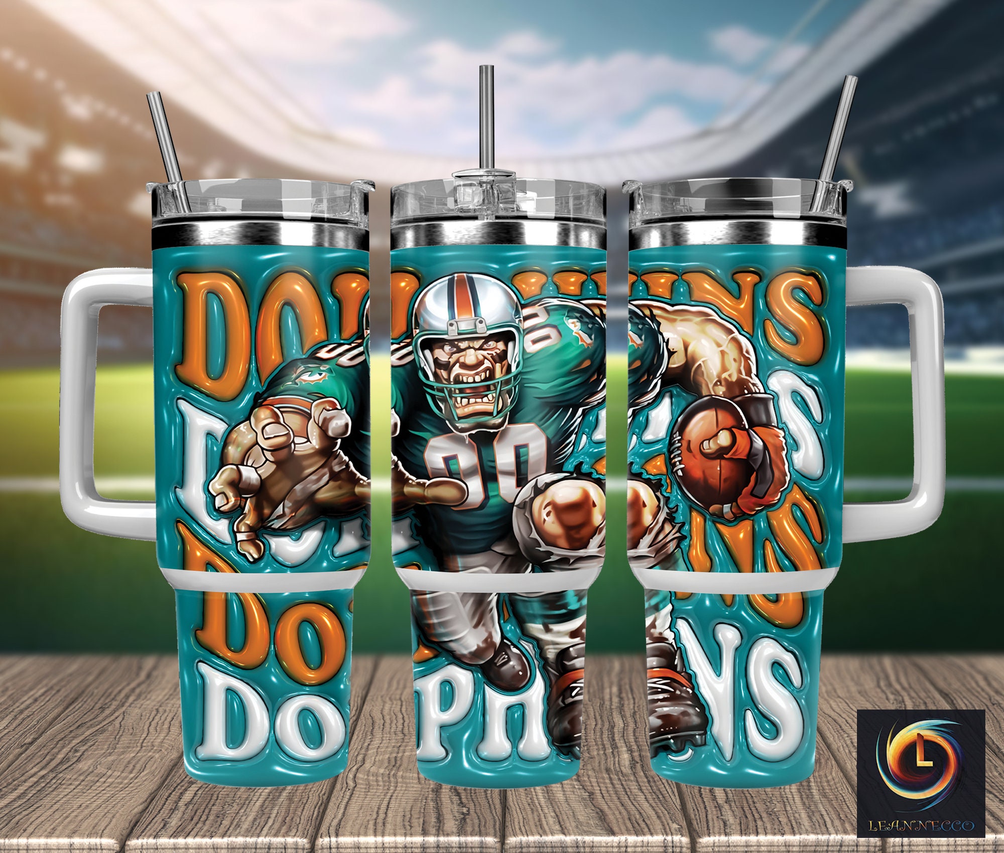 Vibrant Football Tumbler Mug - Double-Walled Insulated Sports Design