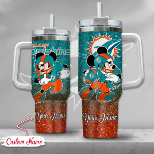 Custom Name Miami Dolphins Themed Tumbler with Fun Character Design