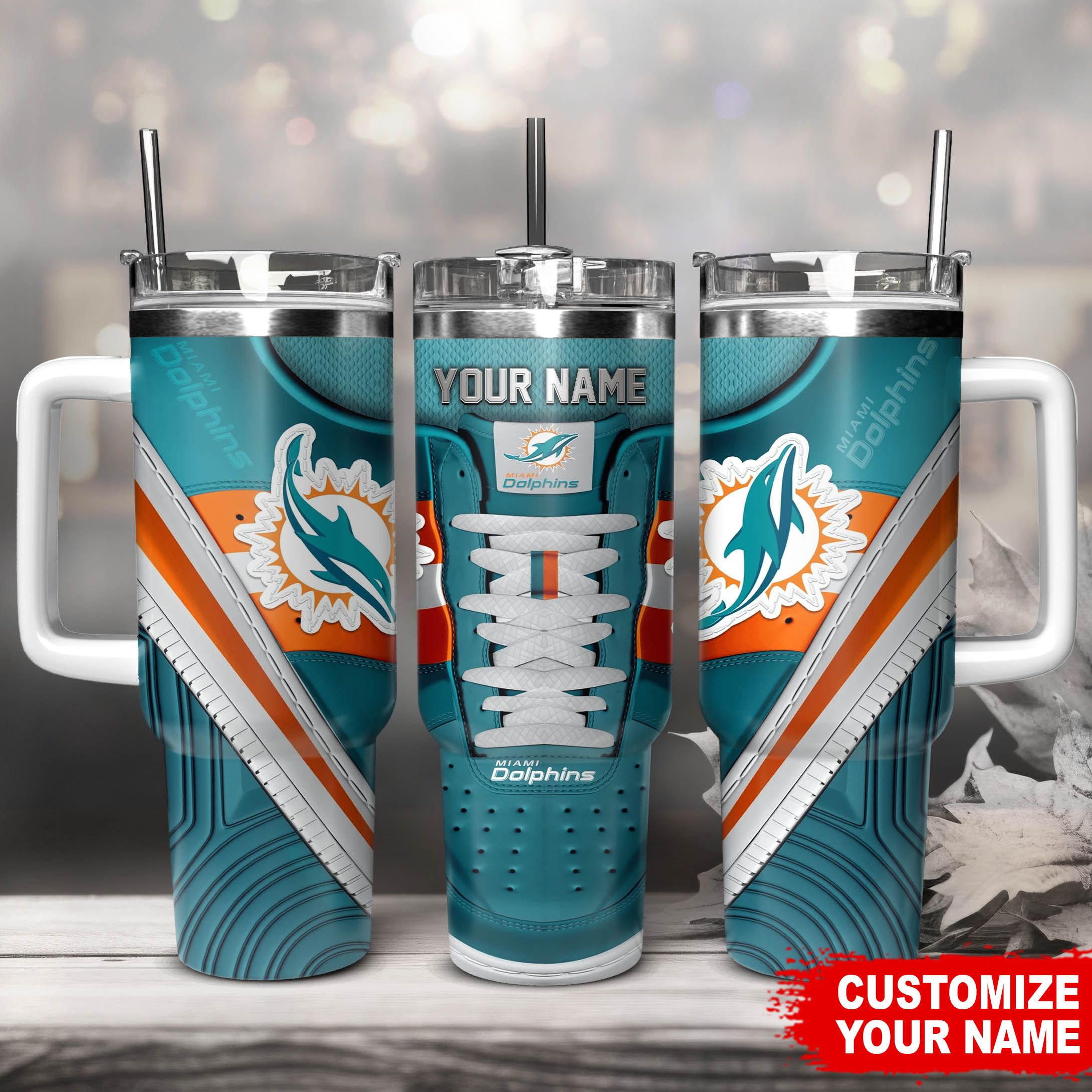 Customizable NFL Fan Tumbler with Handle - Personalized Name & Team Design