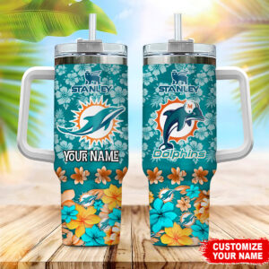 Customizable Floral Sports Team Tumbler with Handle & Straw