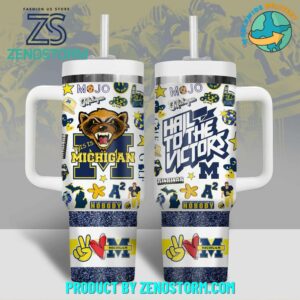 Michigan Wolverines NCAA Football Stanley Tumbler ‚Äì ZenostormCustom Stanley Quencher 40oz Stainless Steel Tumbler With Handle - Threewoofs