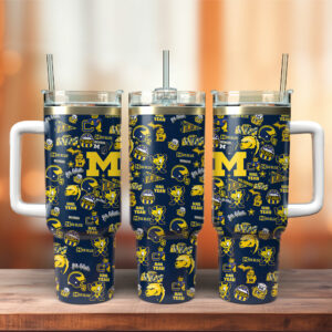 Michigan Wolverines NCAA Sports Custom Stanley Quencher 40oz Stainless Steel Tumbler With Handle - Threewoofs