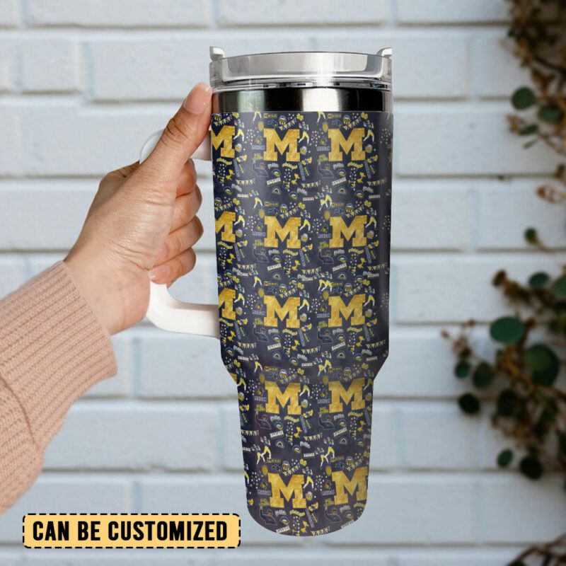 Michigan Wolverines NCAA Sports Custom Stanley Quencher 40oz Stainless Steel Tumbler With Handle - Threewoofs - Image 3