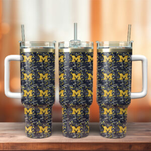 Michigan Wolverines NCAA Sports Custom Stanley Quencher 40oz Stainless Steel Tumbler With Handle - Threewoofs