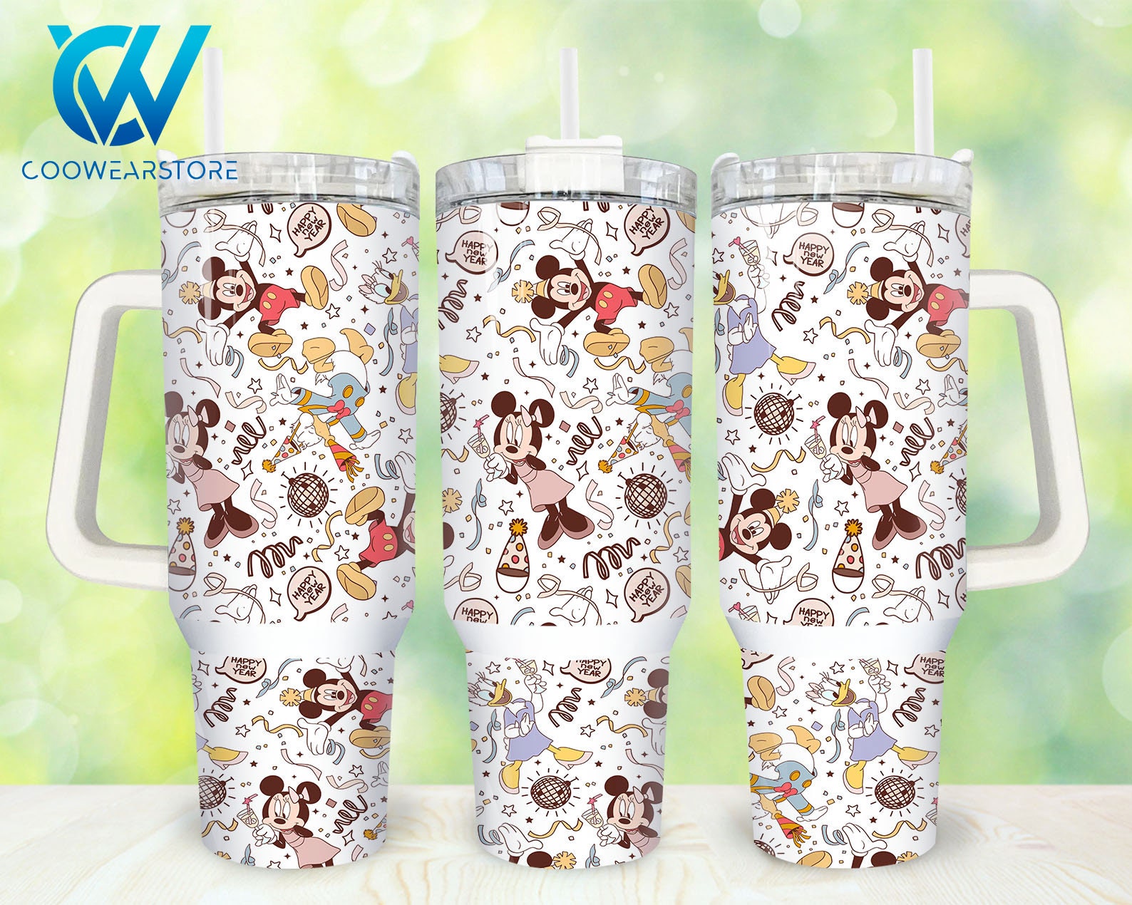 Cute Cartoon Character Travel Mug with Handle - 40oz Stainless Steel Insulated Tumbler