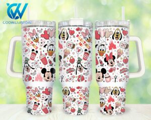 Disney Valentine's Day Tumbler with Straw - Cute Mickey & Friends Design