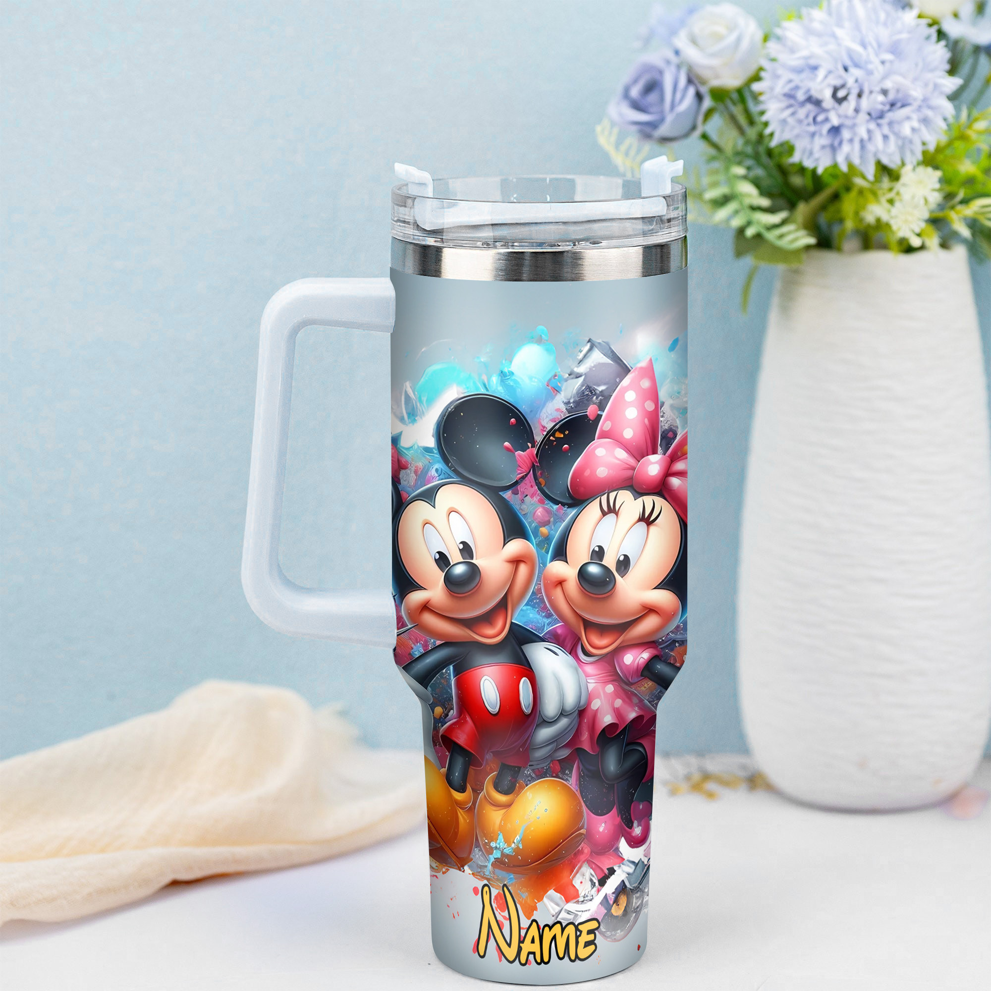 Personalized Mickey & Minnie Mouse Tumbler - Custom Name Insulated Cup - Image 3