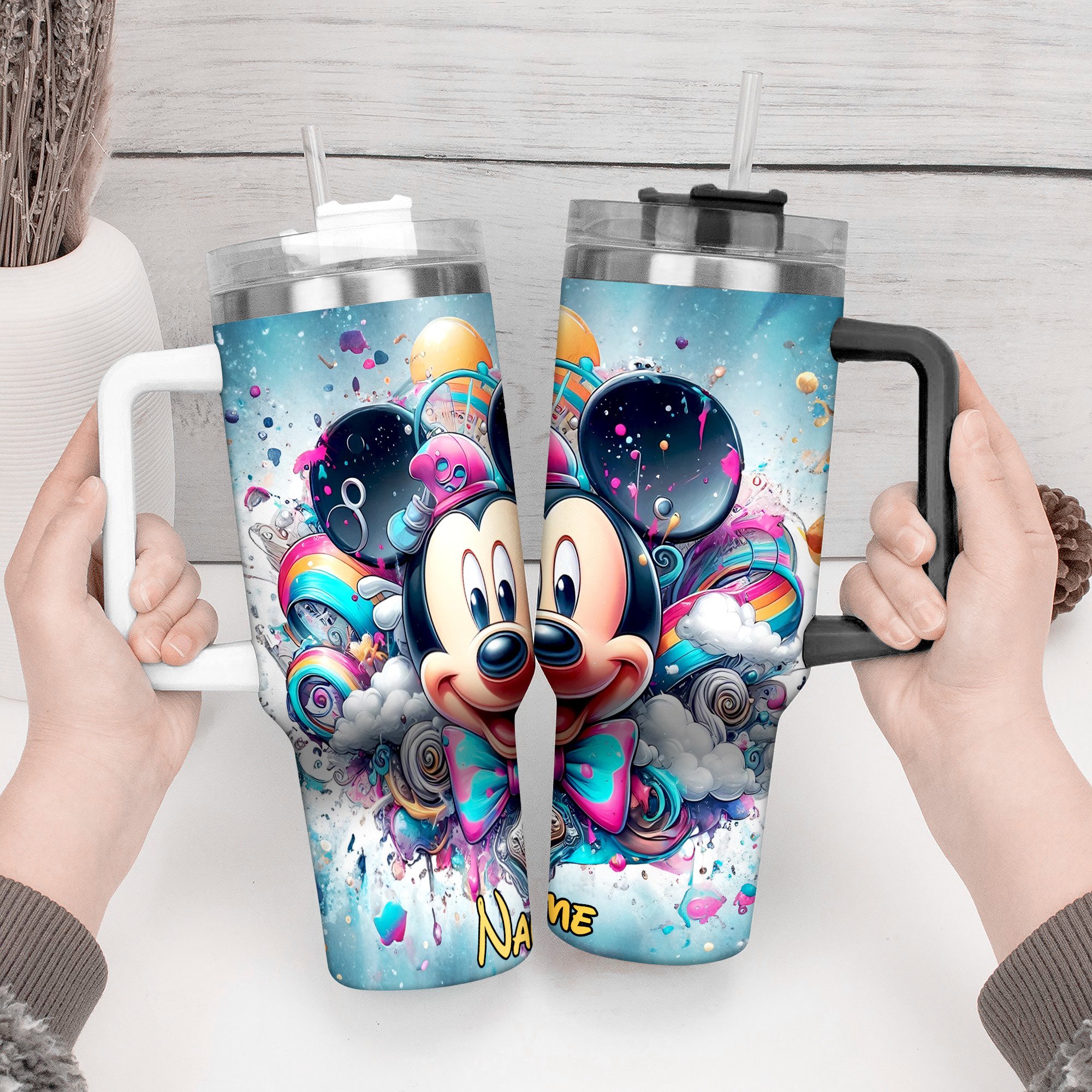 Personalized Cartoon Character Tumbler with Straw - Fun & Colorful Design - Image 2