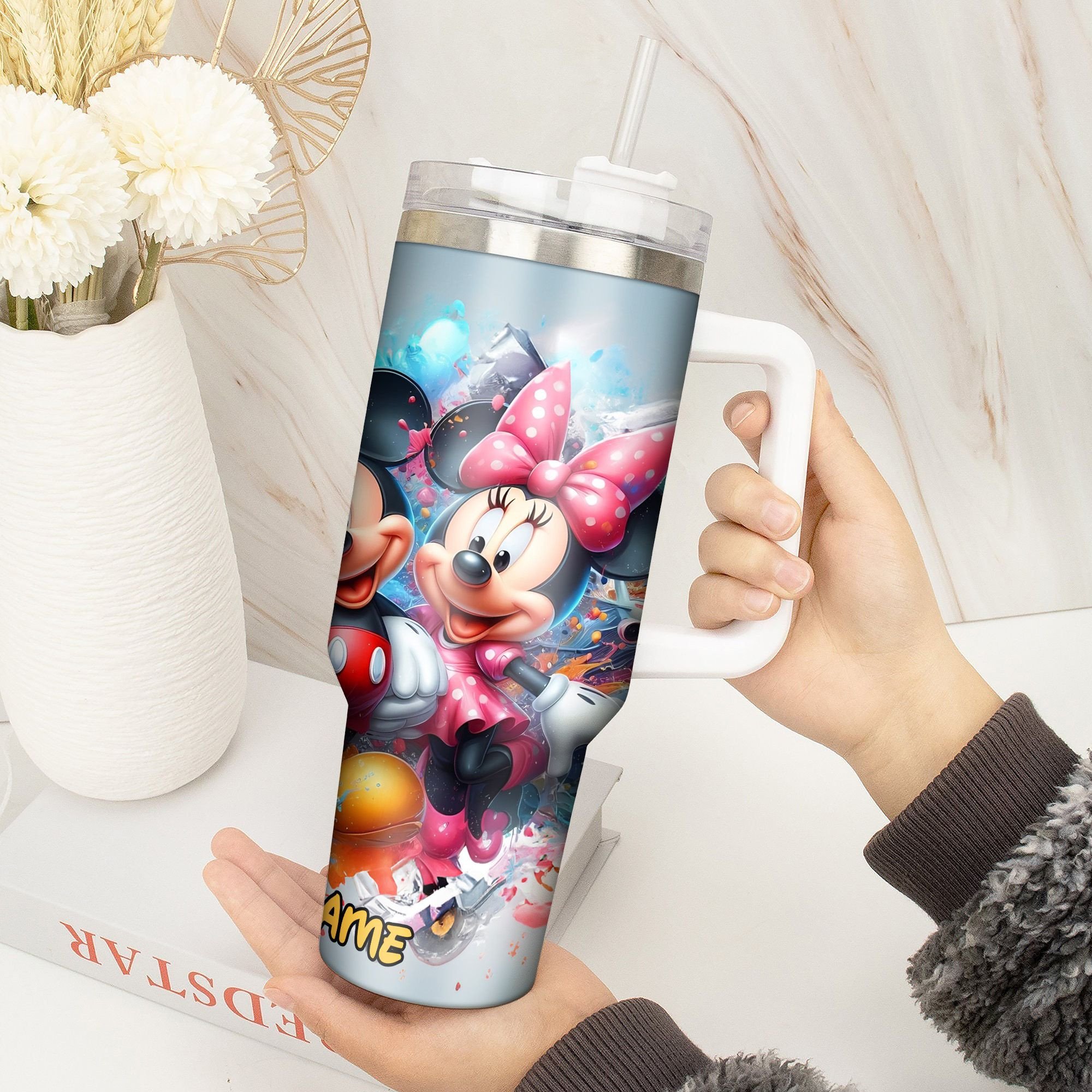 Personalized Mickey & Minnie Mouse Tumbler - Custom Name Insulated Cup - Image 2