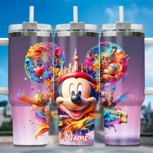 Vibrant Character Tumbler with Straw - Personalized Colorful Design