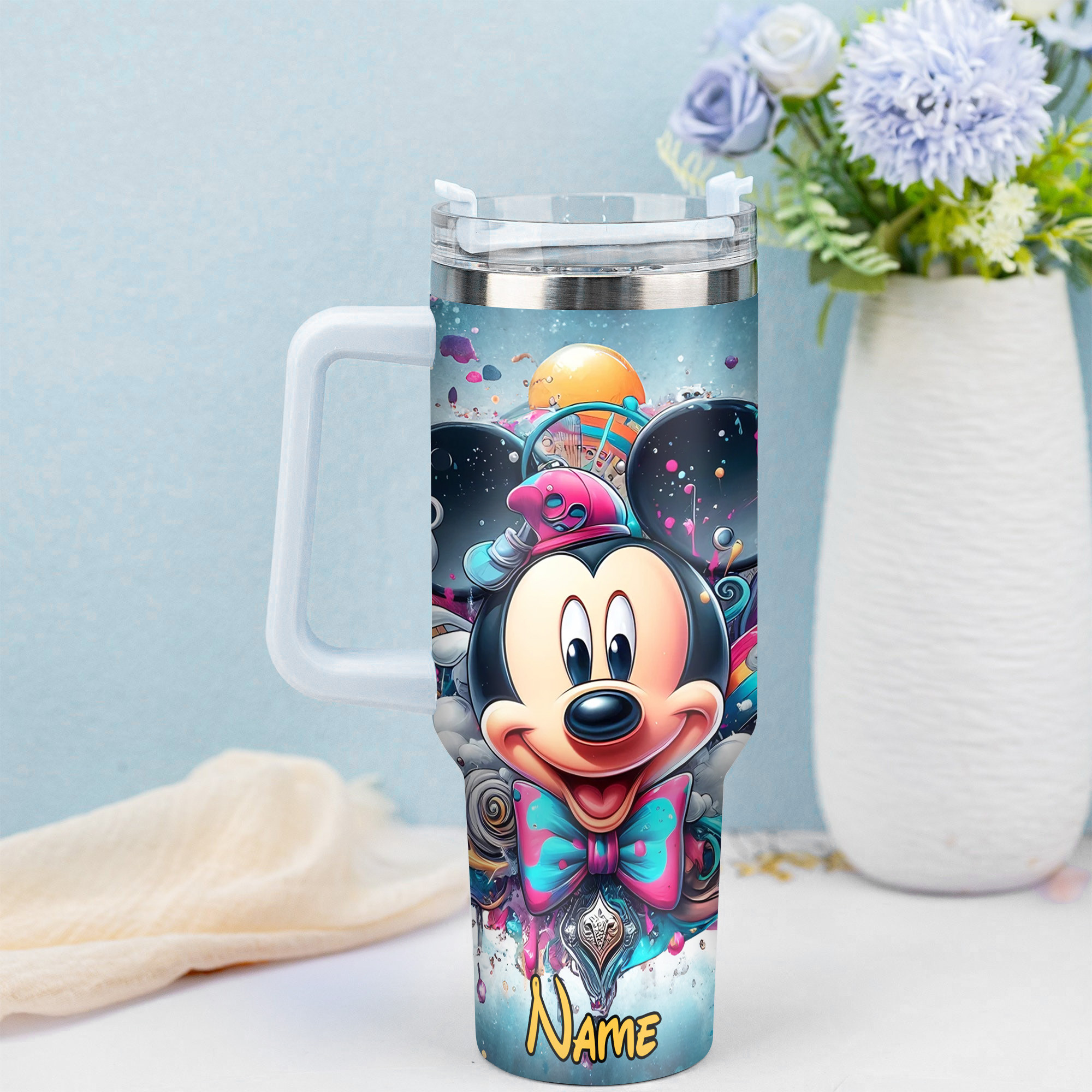 Personalized Cartoon Character Tumbler with Straw - Fun & Colorful Design - Image 4