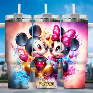 Personalized Cartoon Couple Tumbler - Cute Custom Drinkware with Straw