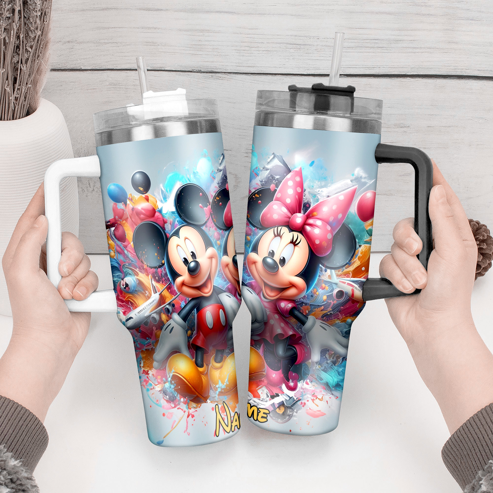 Personalized Mickey & Minnie Mouse Tumbler - Custom Name Insulated Cup - Image 4
