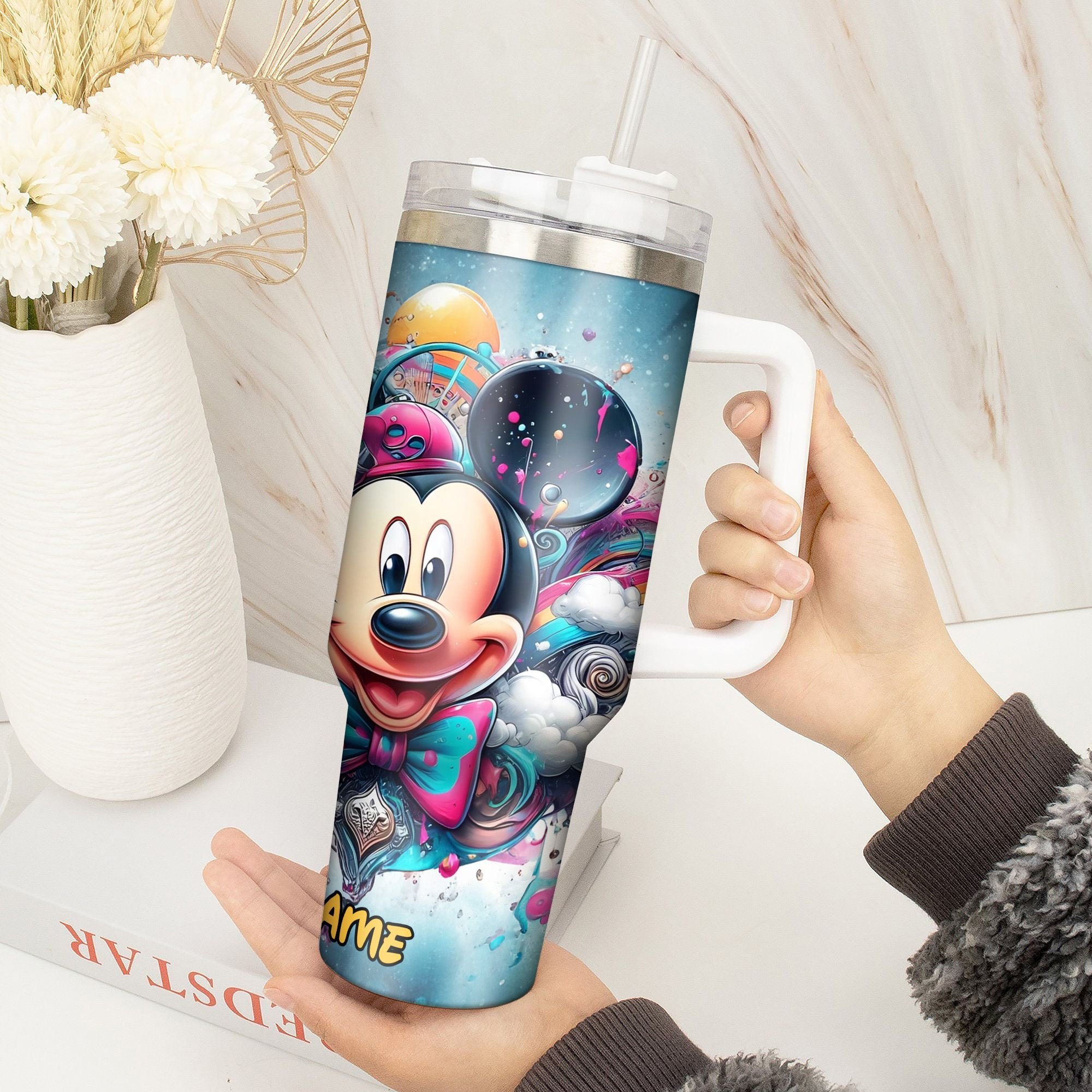 Personalized Cartoon Character Tumbler with Straw - Fun & Colorful Design - Image 3