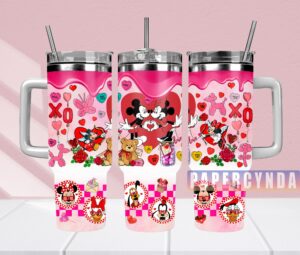 Cute Cartoon Love Tumbler with Straw - Romantic Gift for Couples