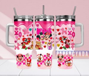 Cute Valentine's Day Tumbler - Minnie & Mickey Love Design - 40oz Insulated Mug