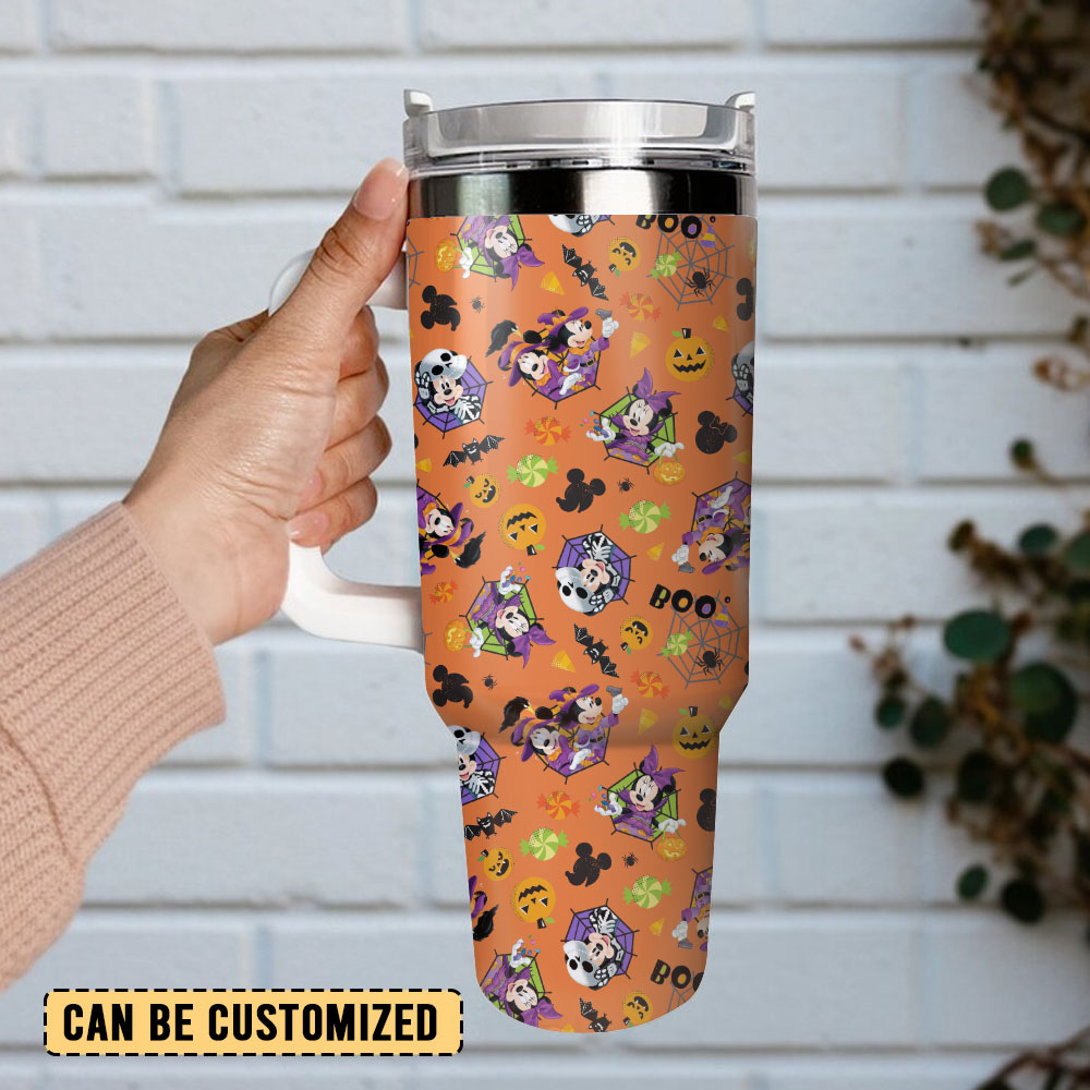 Spooky Halloween Tumbler with Handle - Cute Cartoon Design, 40oz - Image 2