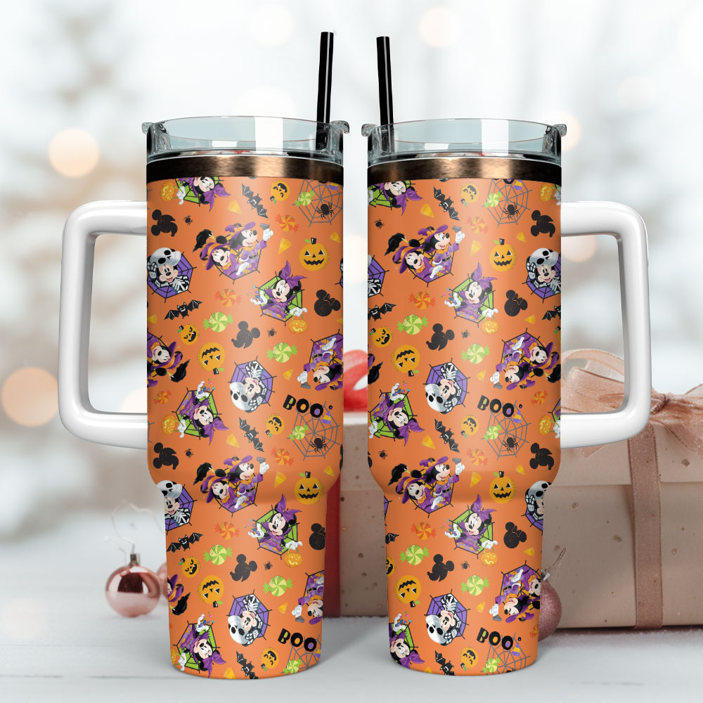 Spooky Halloween Tumbler with Handle - Cute Cartoon Design, 40oz - Image 3