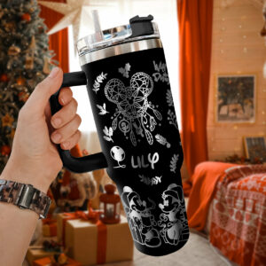 Mickey and Minnie Mouse Cartoon Christmas Custom Stanley Quencher 40oz Stainless Steel Tumbler With Handle - Threewoofs