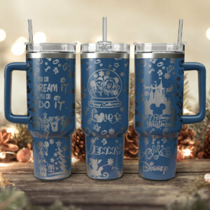 Mickey and Minnie Mouse Cartoon Christmas Custom Stanley Quencher 40oz Stainless Steel Tumbler With Handle - Threewoofs