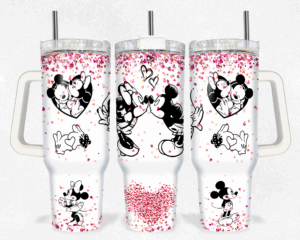 Cute Couple Tumbler - Double Wall Insulated Drinkware with Heart Design