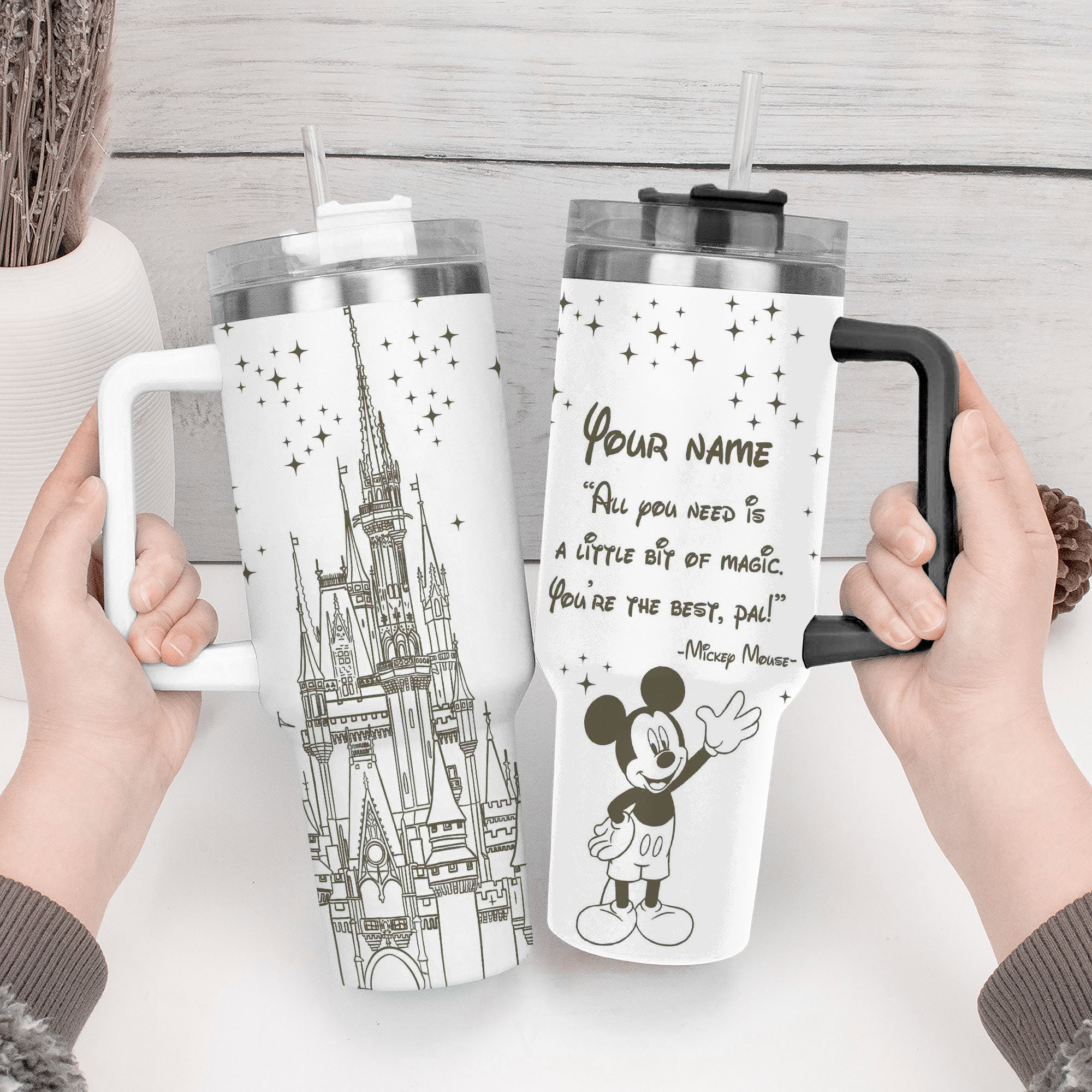 Personalized Magic Castle Tumbler with Straw – Custom Disney-Inspired Design - Image 3