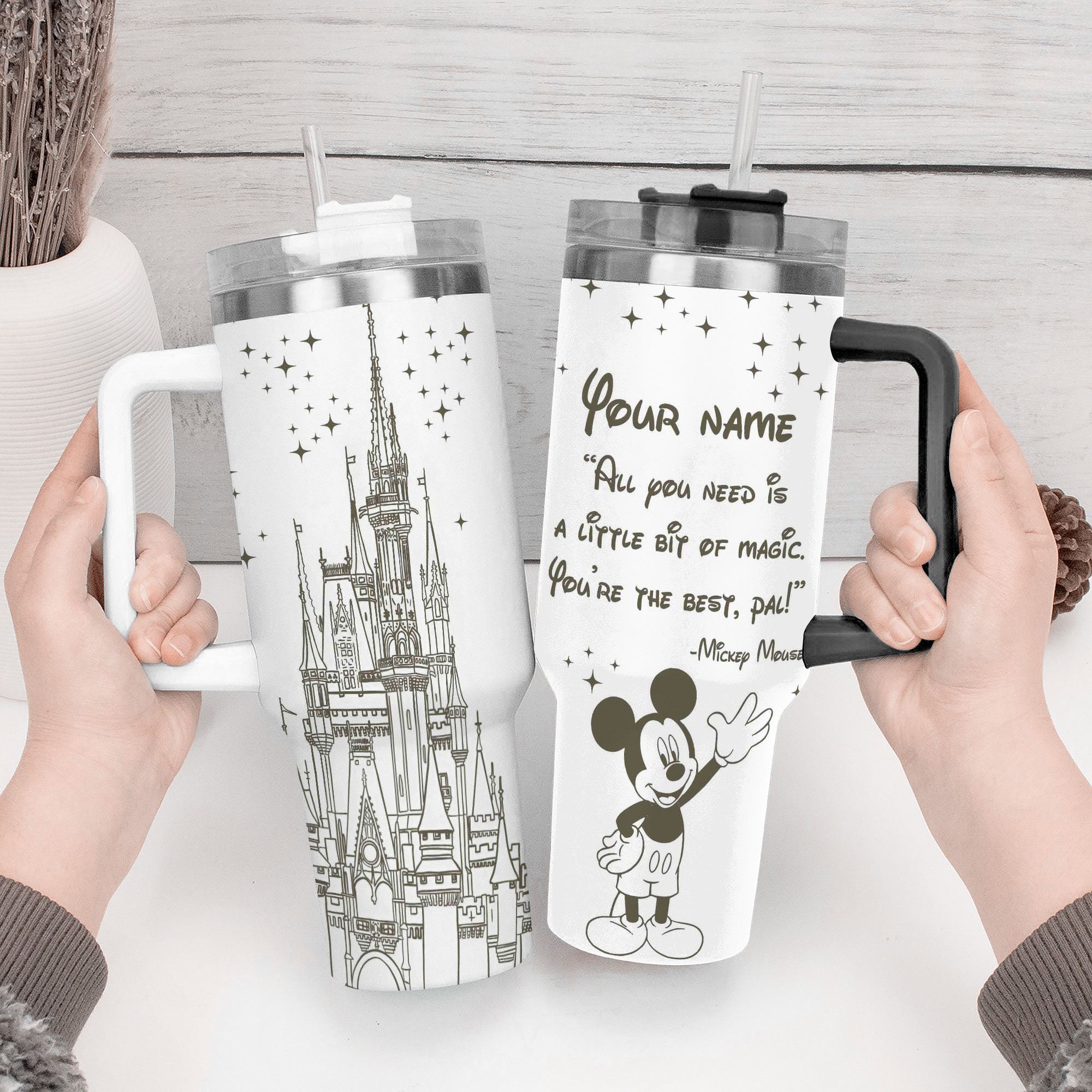 Personalized Magic Castle Tumbler with Straw – Custom Disney-Inspired Design - Image 4