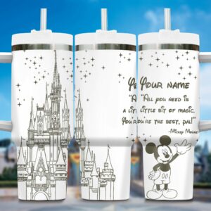 Personalized Magic Castle Tumbler with Straw – Custom Disney-Inspired Design