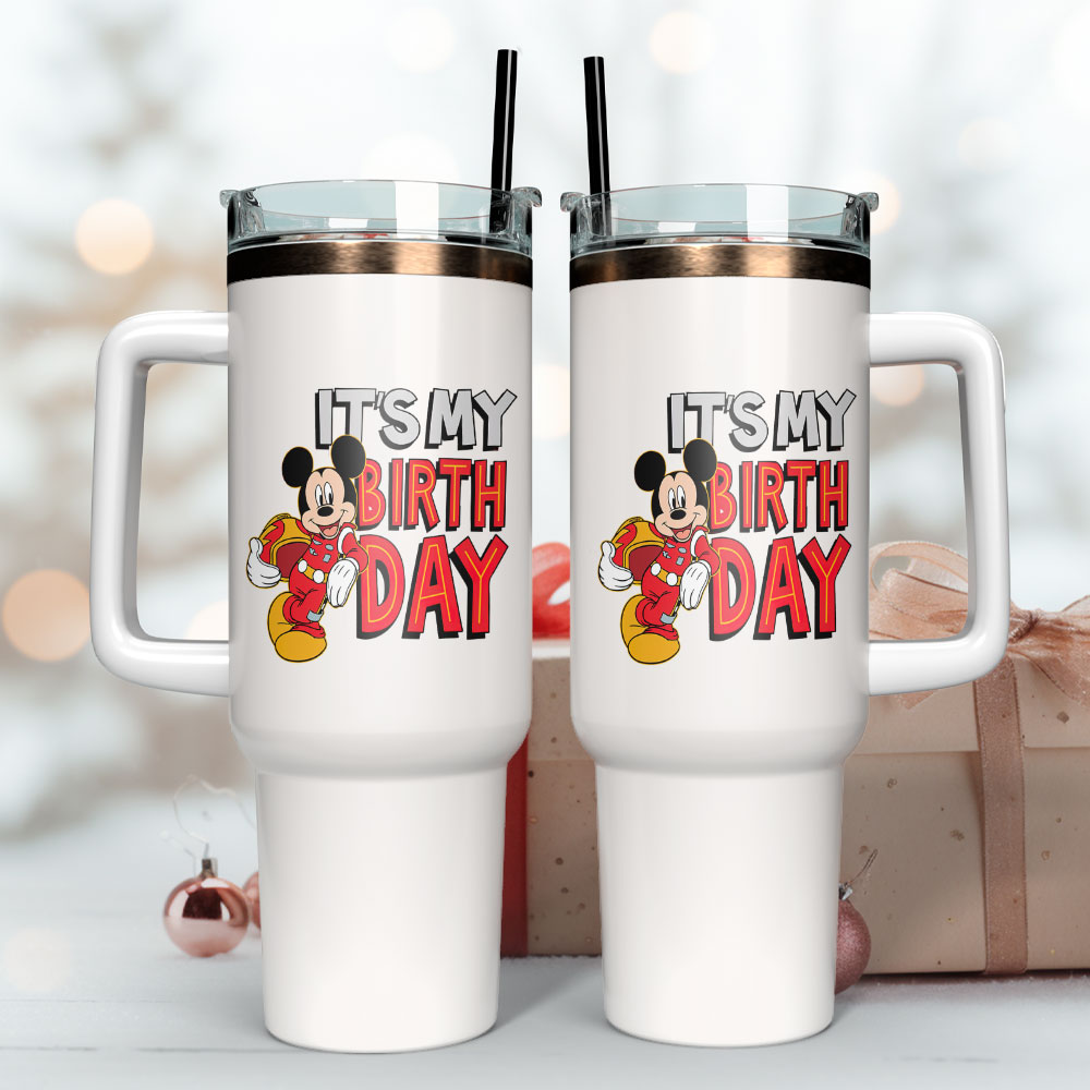 Celebrate in Style with 'It's My Birthday' Mickey Mouse Tumbler with Straw - Image 3