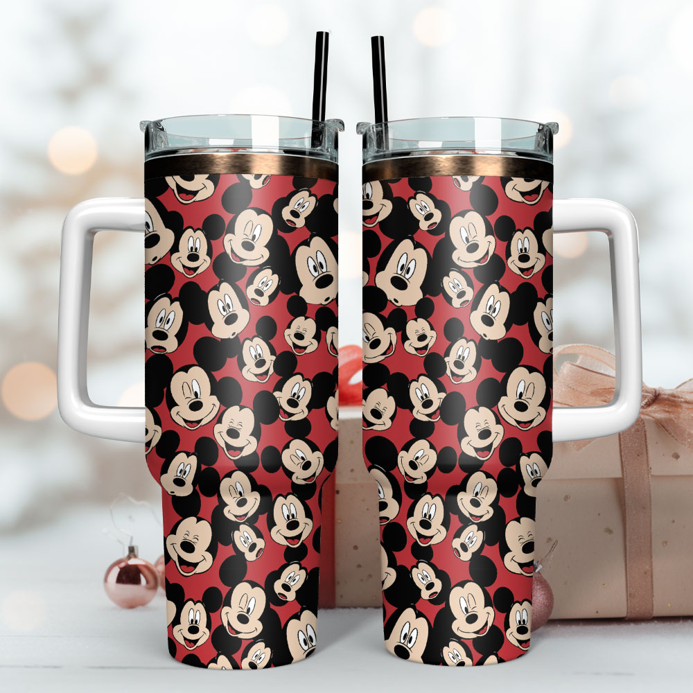 Mickey Mouse Insulated Tumbler with Handle - 40oz Stainless Steel Travel Mug - Image 3