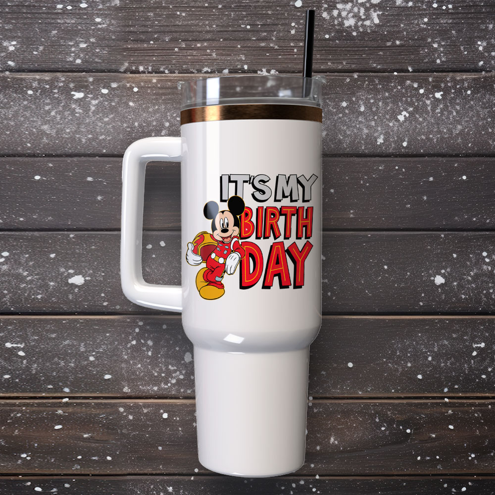 Celebrate in Style with 'It's My Birthday' Mickey Mouse Tumbler with Straw - Image 4