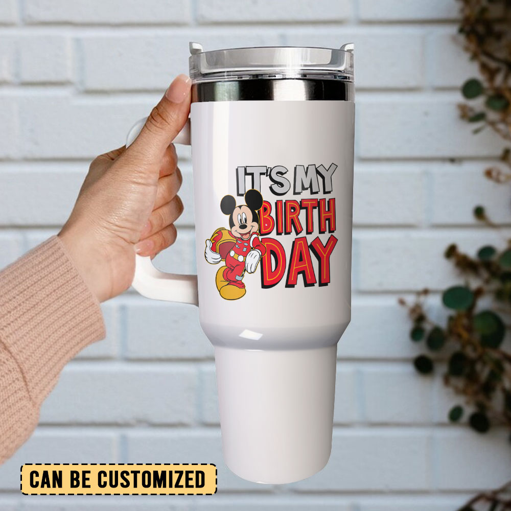 Celebrate in Style with 'It's My Birthday' Mickey Mouse Tumbler with Straw - Image 2