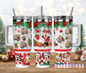 Festive Holiday Cartoon Character Tumbler with Straw - Perfect Christmas Gift