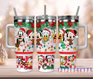 Festive Holiday Characters Christmas Mug with Lid and Straw - Perfect Gift for Coffee Lovers