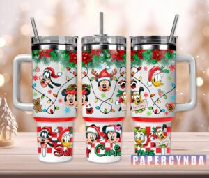 Festive Cartoon Character Christmas Tumbler with Straw - Holiday Drinkware Fun