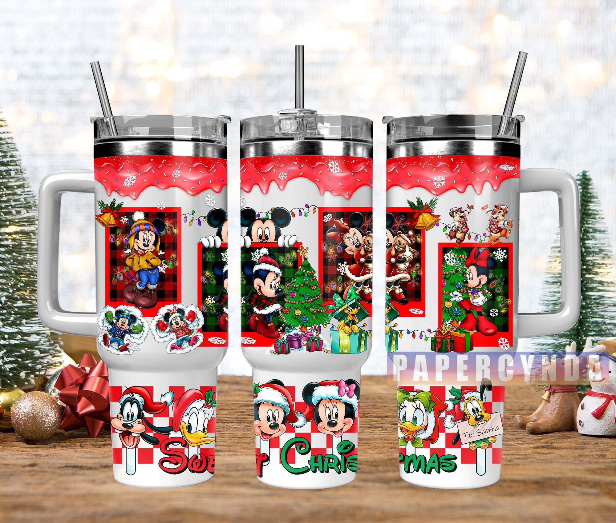 Festive Holiday Tumblers with Fun Cartoon Characters - Perfect Christmas Gift!