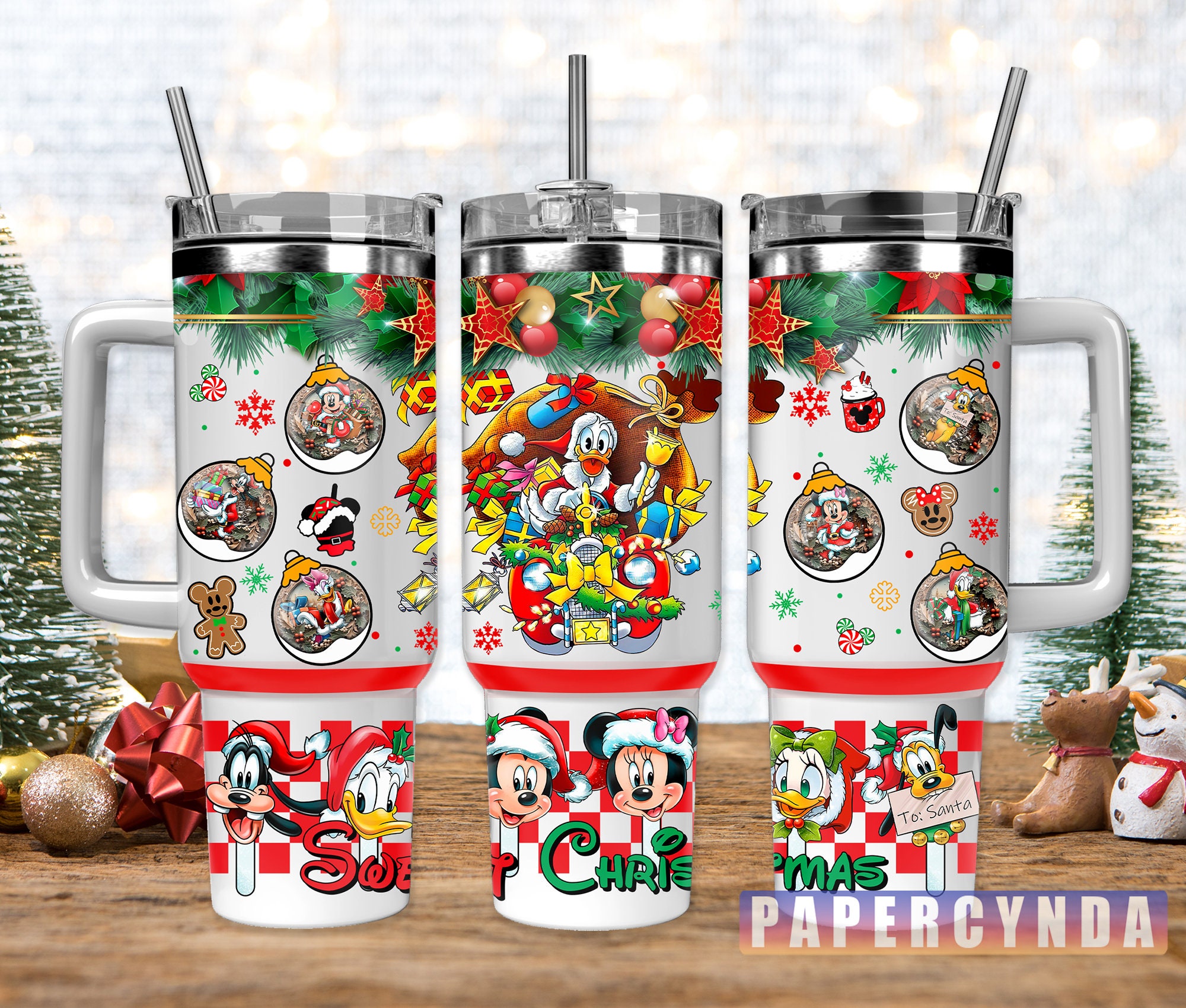 Festive Cartoon Christmas Mug with Straw - Perfect Holiday Gift