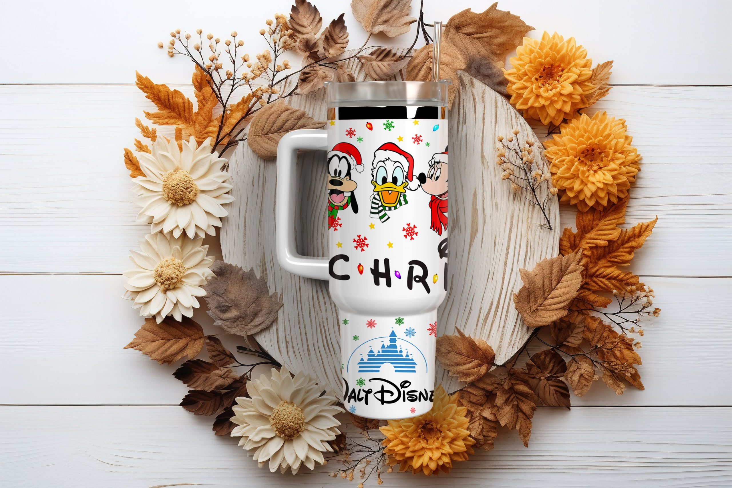 Festive Disney Christmas Travel Mug - Mickey & Friends Holiday Edition - Image 2